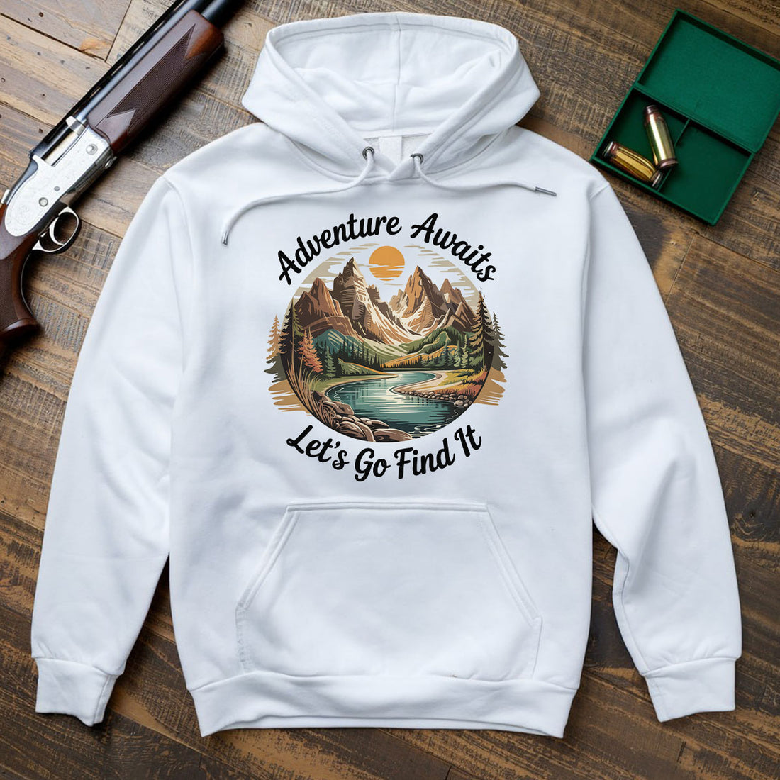 Adventure Shirt For Men, Adventure Awaits Let’s Go Find It Tee, Mountain River Exploration Shirt, Gift For Hikers, Wapiti Craft Hoodie