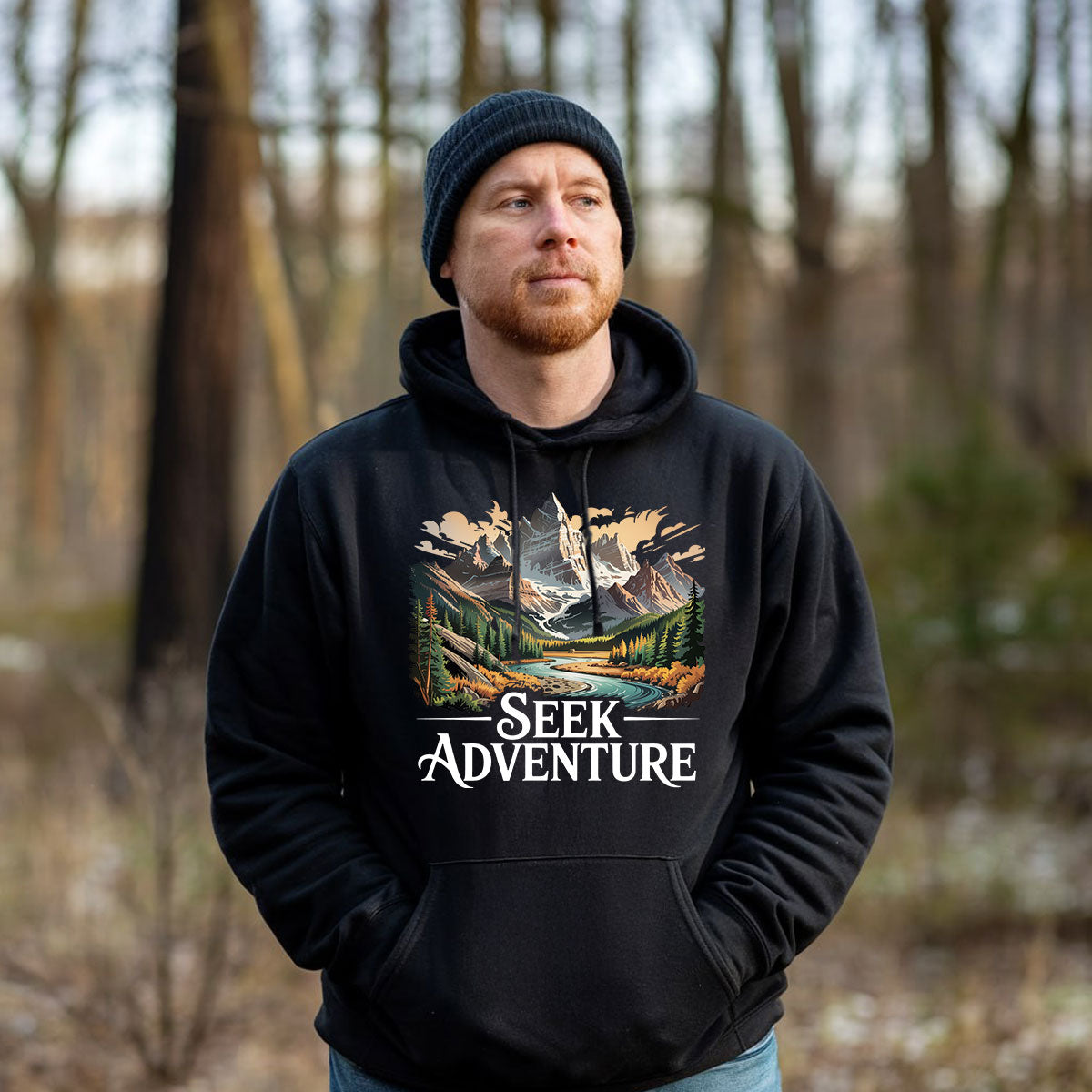 Seek Adventure Graphic Tee, Adventure Shirt For Men, Mountain Exploration Outdoors Shirt, Gift For Adventurers, Wapiti Craft Hoodie