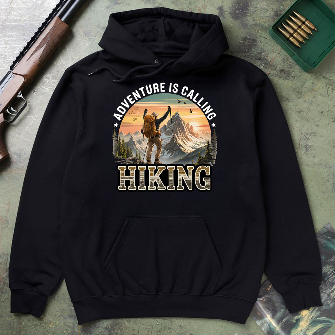 Adventure Is Calling Hiking Shirt, Mountain Trekking T-shirt, Outdoor Explorer Tee, Gift For Hikers, Wapiti Craft Hoodie