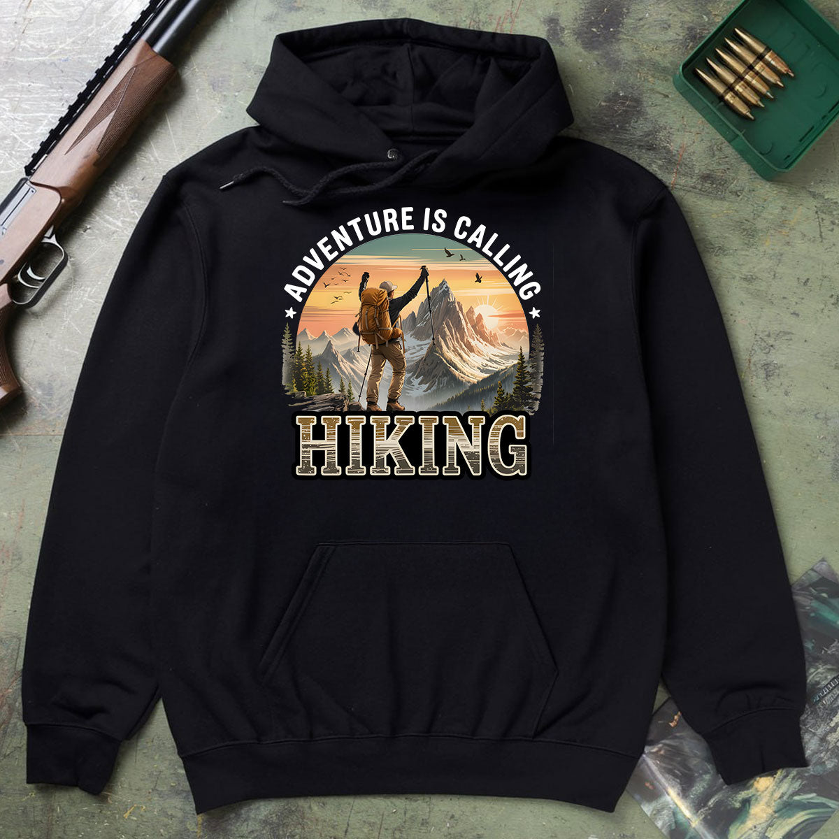 Adventure Is Calling Hiking Shirt, Mountain Trekking T-shirt, Outdoor Explorer Tee, Gift For Hikers, Wapiti Craft Hoodie