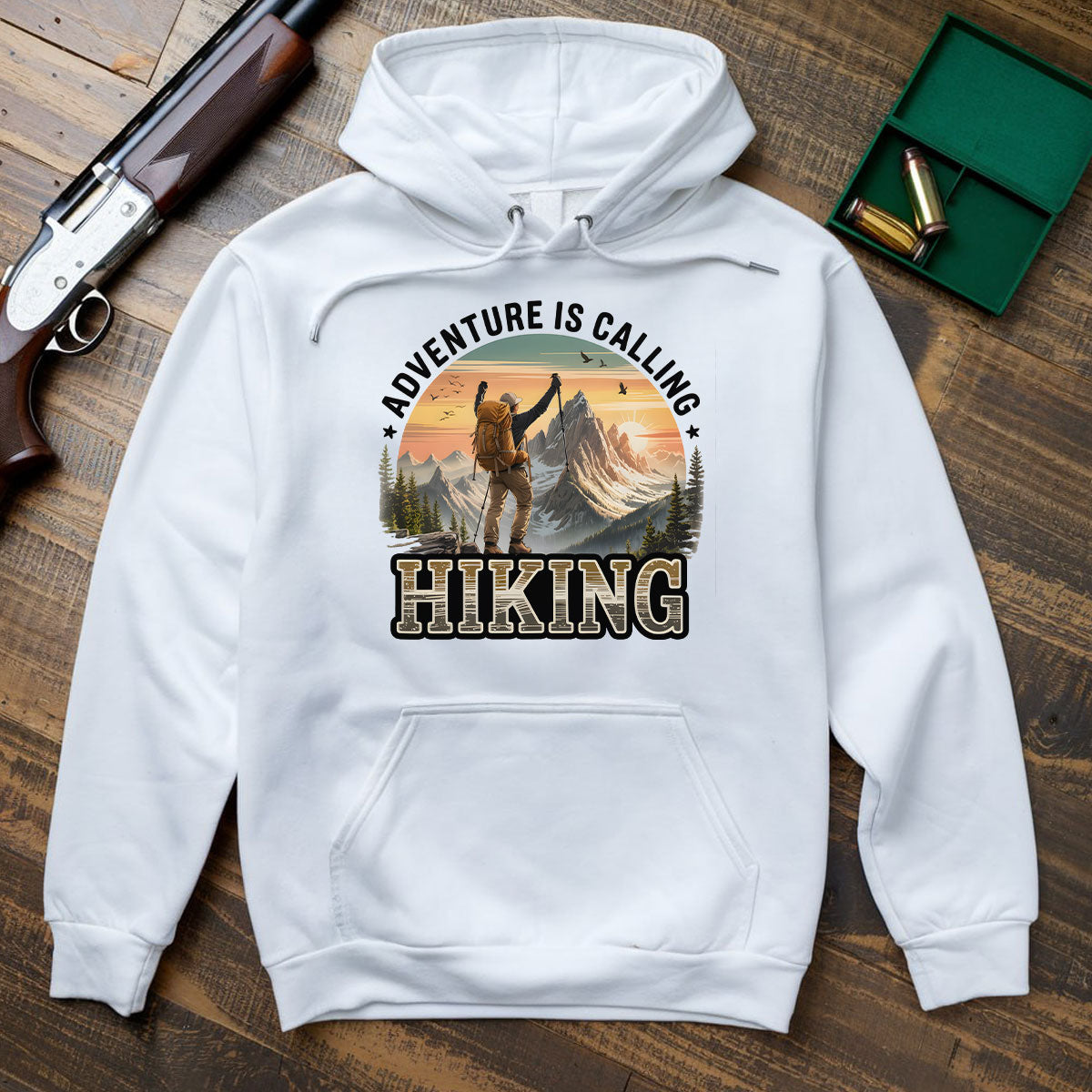 Adventure Is Calling Hiking Shirt, Mountain Trekking T-shirt, Outdoor Explorer Tee, Gift For Hikers, Wapiti Craft Hoodie