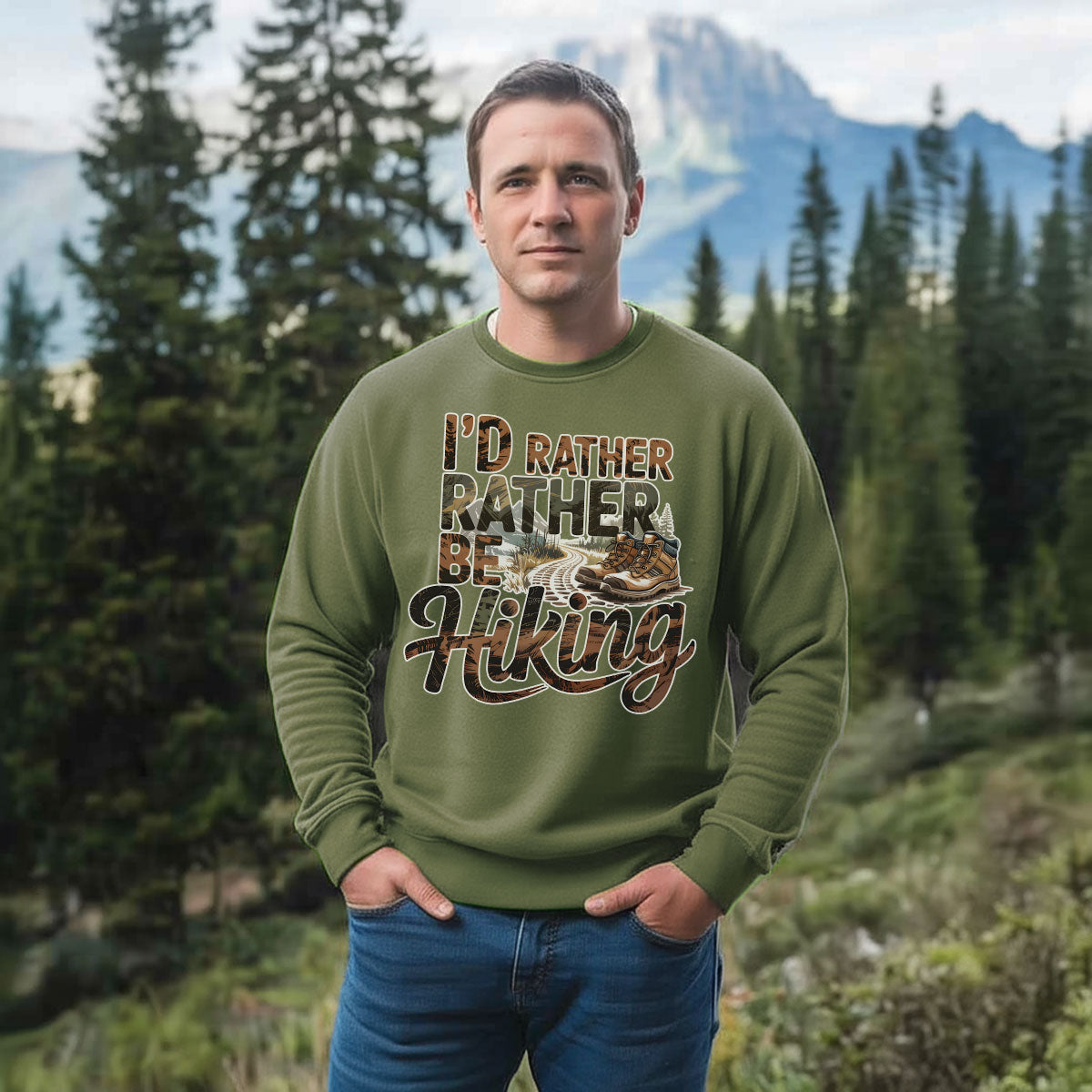 I’d Rather Be Hiking Shirt, Outdoor Adventure T-shirt, Trail Walking Tee, Gift For Hikers, Wapiti Craft Sweatshirt