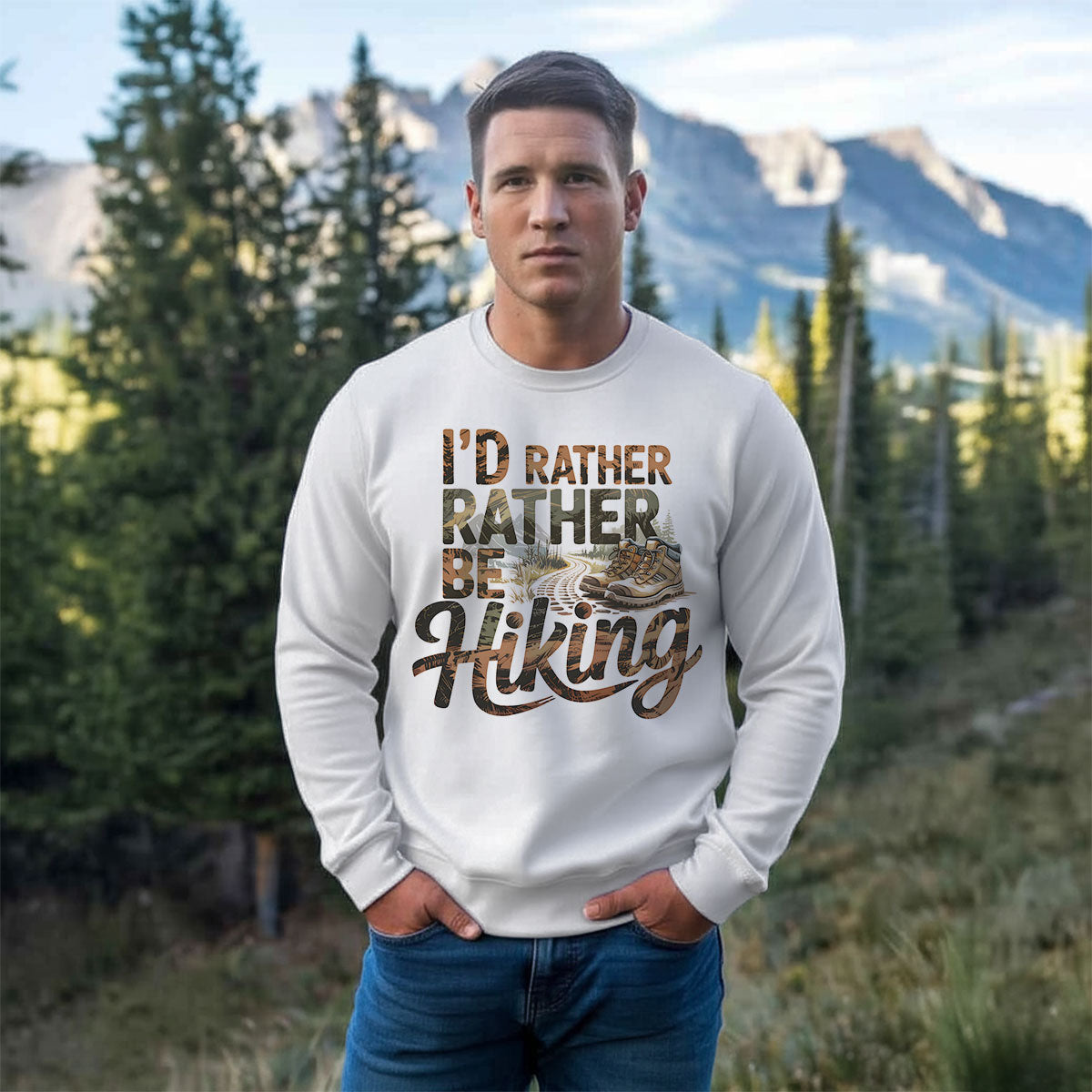 I’d Rather Be Hiking Shirt, Outdoor Adventure T-shirt, Trail Walking Tee, Gift For Hikers, Wapiti Craft Sweatshirt