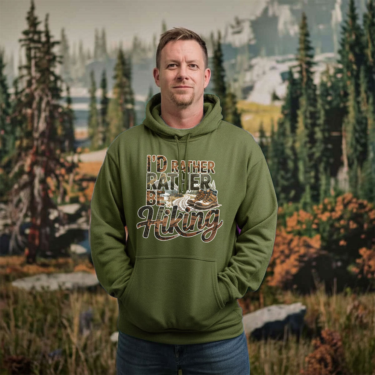 I’d Rather Be Hiking Shirt, Outdoor Adventure T-shirt, Trail Walking Tee, Gift For Hikers, Wapiti Craft Hoodie