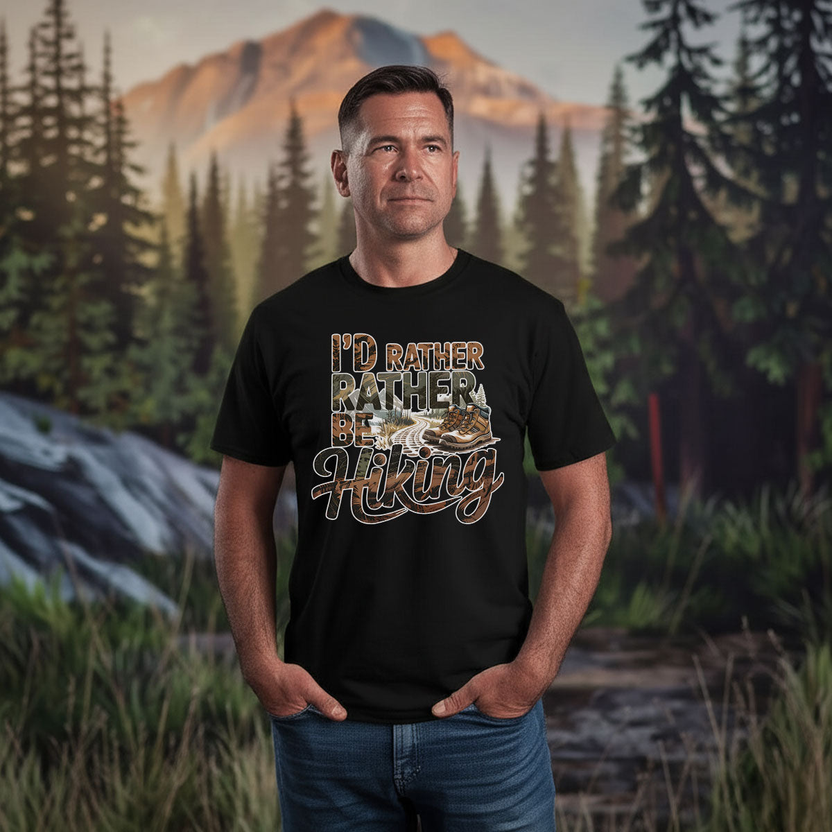 I’d Rather Be Hiking Shirt, Outdoor Adventure T-shirt, Trail Walking Tee, Gift For Hikers, Wapiti Craft T-shirt