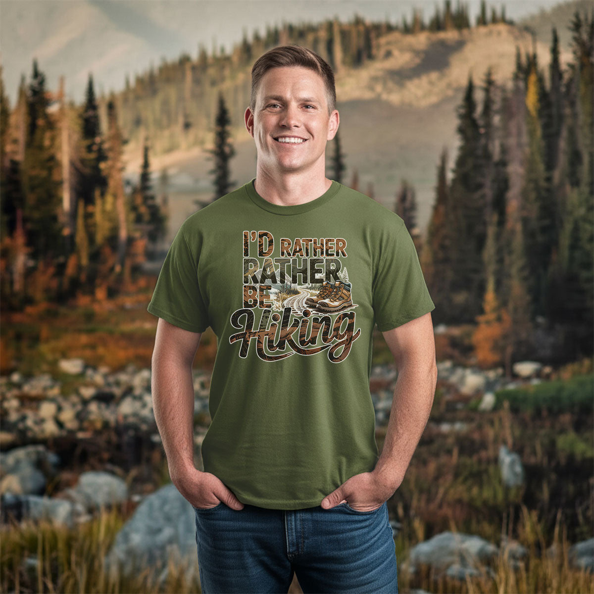 I’d Rather Be Hiking Shirt, Outdoor Adventure T-shirt, Trail Walking Tee, Gift For Hikers, Wapiti Craft T-shirt