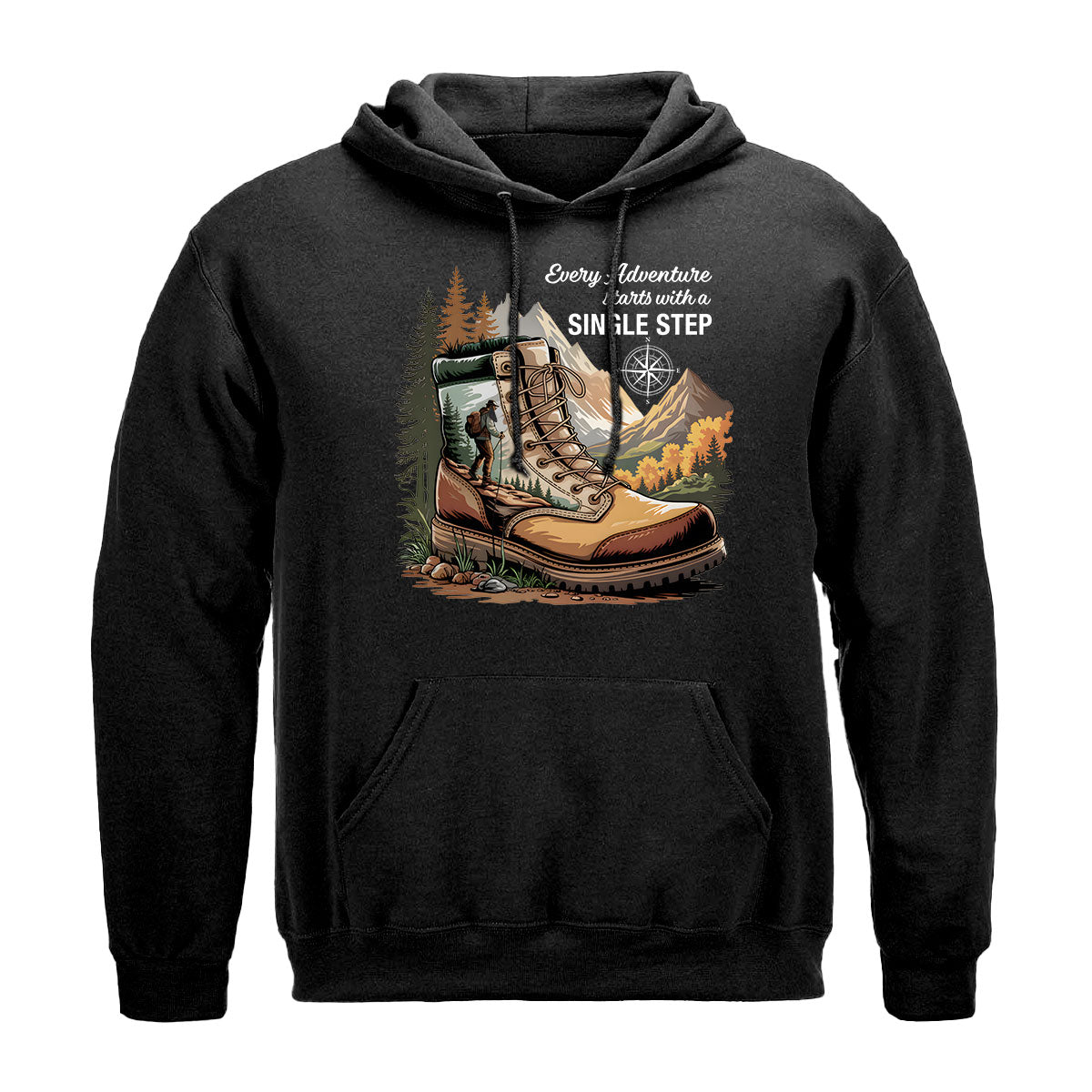 Hiking Boots Mountain Tee, Every Adventure Starts With A Single Step Shirt, Gift For Hikers, Wapiti Craft Hoodie