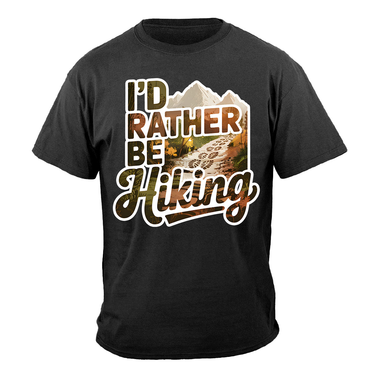 Scenic Mountain Trail Tee, I'd Rather Be Hiking Shirt, Outdoor Adventure T-shirt, Gift For Hikers, Wapiti Craft T-shirt