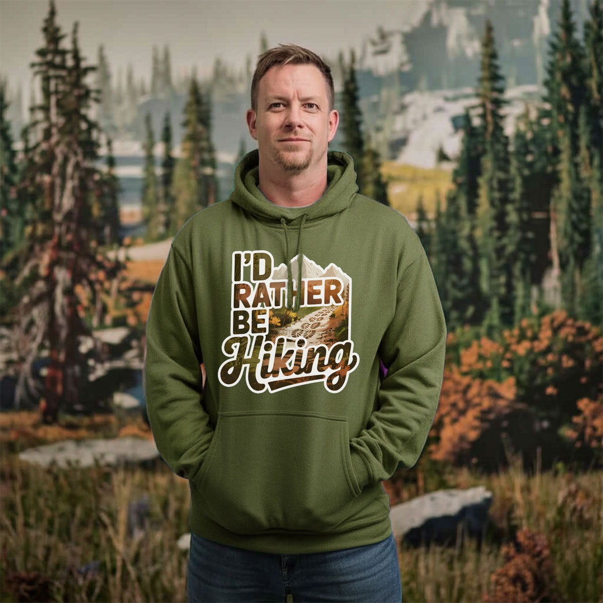 Scenic Mountain Trail Tee, I'd Rather Be Hiking Shirt, Outdoor Adventure T-shirt, Gift For Hikers, Wapiti Craft Hoodie