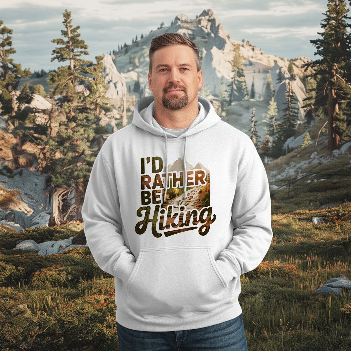 Scenic Mountain Trail Tee, I'd Rather Be Hiking Shirt, Outdoor Adventure T-shirt, Gift For Hikers, Wapiti Craft Hoodie