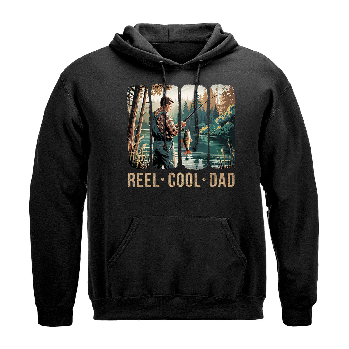 Reel Cool Father Graphic Tee, Fishing Shirt For Dad, Funny Fisherman Gift From Kids, Gift For Outdoorsy Dads, Wapiti Craft Hoodie