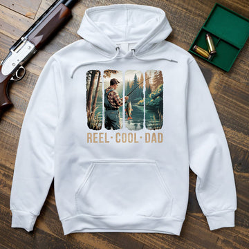 Reel Cool Father Graphic Tee, Fishing Shirt For Dad, Funny Fisherman Gift From Kids, Gift For Outdoorsy Dads, Wapiti Craft Hoodie