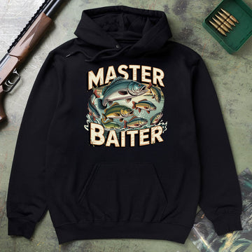 Master Baiter Graphic Tee With Fish, Funny Fishing Shirt For Men, Master Baiter Graphic Tee With Fish, Joke Gift For Anglers, Gift For Fishermen, Wapiti Craft Hoodie
