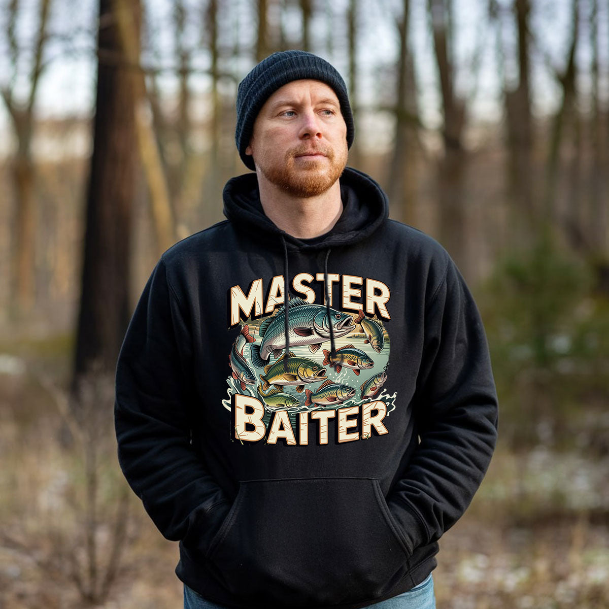 Master Baiter Graphic Tee With Fish, Funny Fishing Shirt For Men, Master Baiter Graphic Tee With Fish, Joke Gift For Anglers, Gift For Fishermen, Wapiti Craft Hoodie