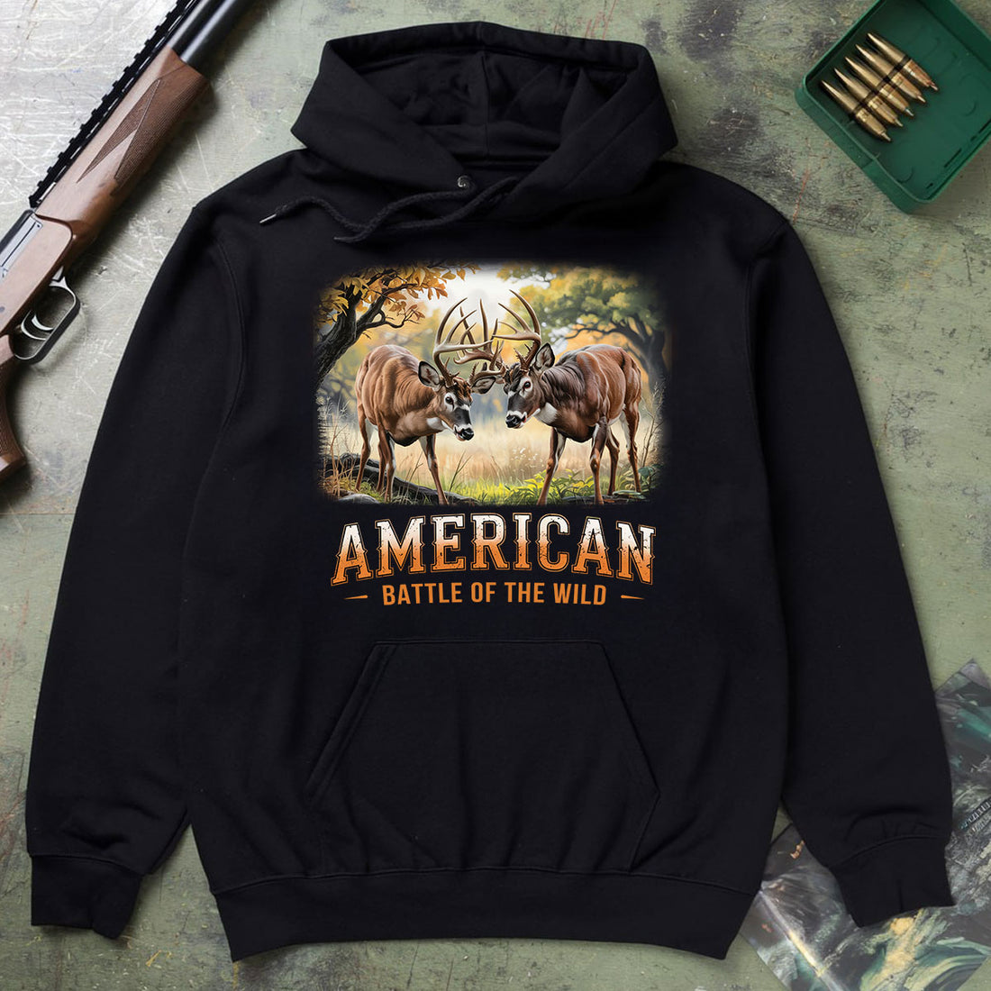 American Battle Buck Clash Shirt, Deer Fighting Shirt For Men, Wild Nature Wildlife Scene Shirt, Gift For Hunters, Wapiti Craft Hoodie