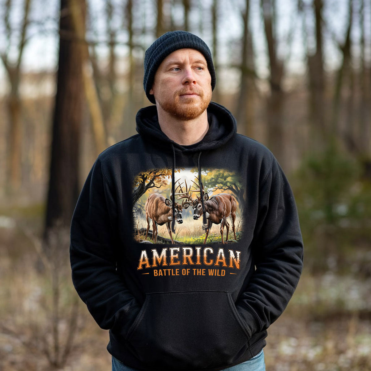 American Battle Buck Clash Shirt, Deer Fighting Shirt For Men, Wild Nature Wildlife Scene Shirt, Gift For Hunters, Wapiti Craft Hoodie