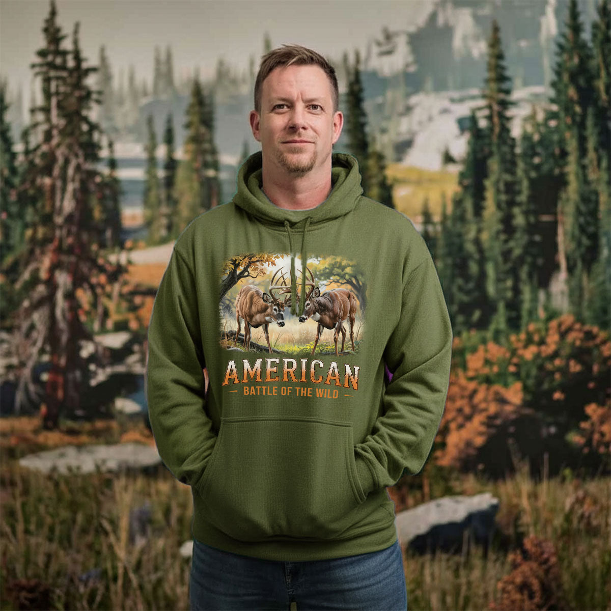 American Battle Buck Clash Shirt, Deer Fighting Shirt For Men, Wild Nature Wildlife Scene Shirt, Gift For Hunters, Wapiti Craft Hoodie
