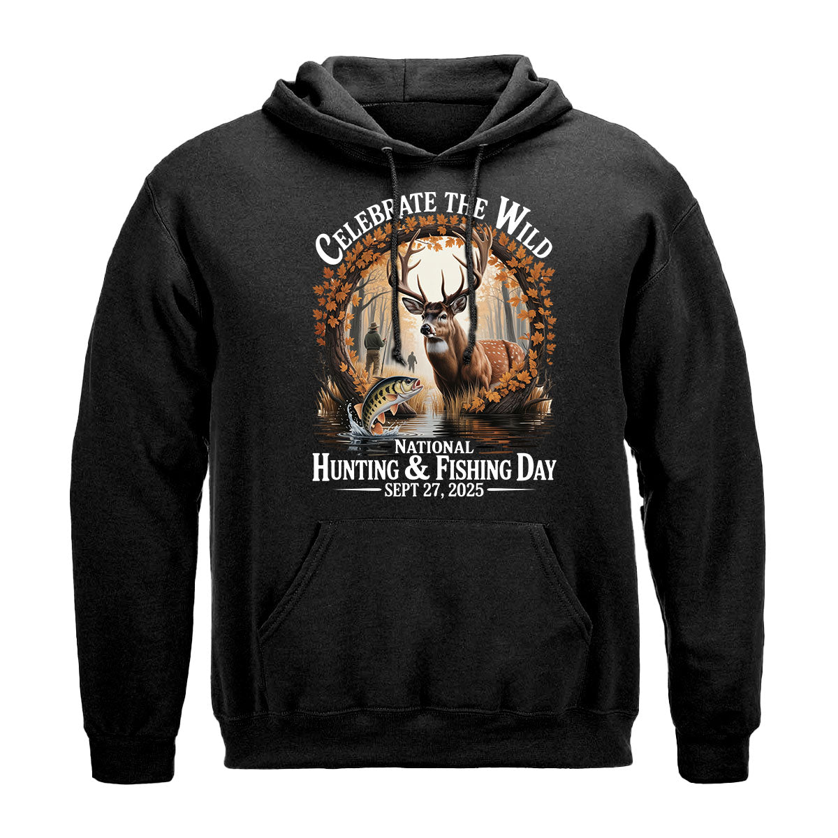 National Hunting And Fishing Day Shirt, Deer And Fish Graphic Tee, Celebrate The Wild 2025, Gift For Outdoorsmen, Wapiti Craft Hoodie