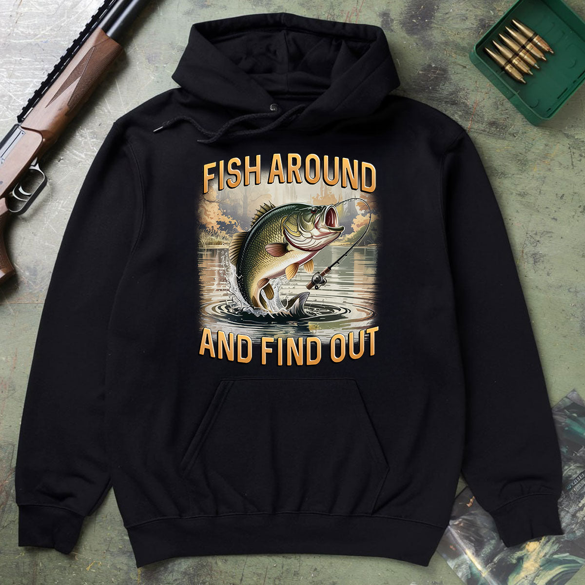 Fish Around And Find Out Shirt, Funny Bass Fishing Shirt For Men, Attitude Angler Gift Idea, Gift For Fishermen, Wapiti Craft Hoodie