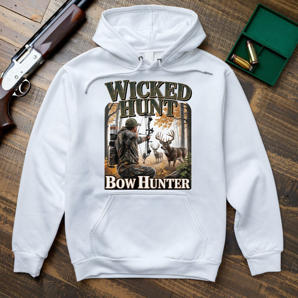 Bow Hunting Shirt For Men, Archery Deer Hunter Graphic Tee, Wicked Hunt Gift Idea, Gift For Bowhunters, Wapiti Craft Hoodie