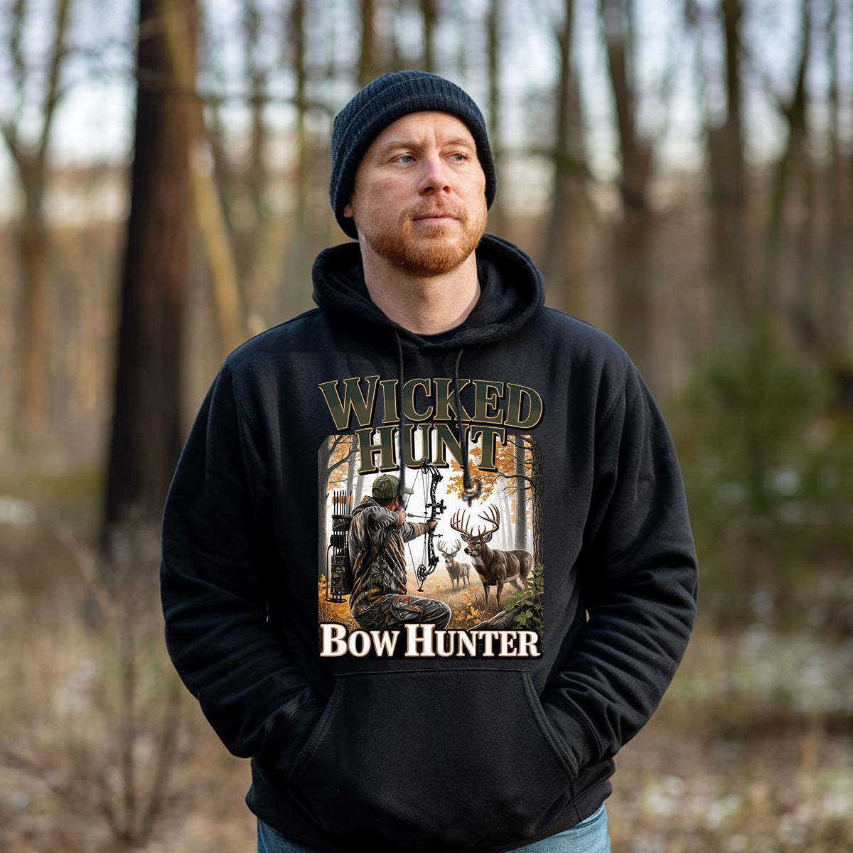 Bow Hunting Shirt For Men, Archery Deer Hunter Graphic Tee, Wicked Hunt Gift Idea, Gift For Bowhunters, Wapiti Craft Hoodie