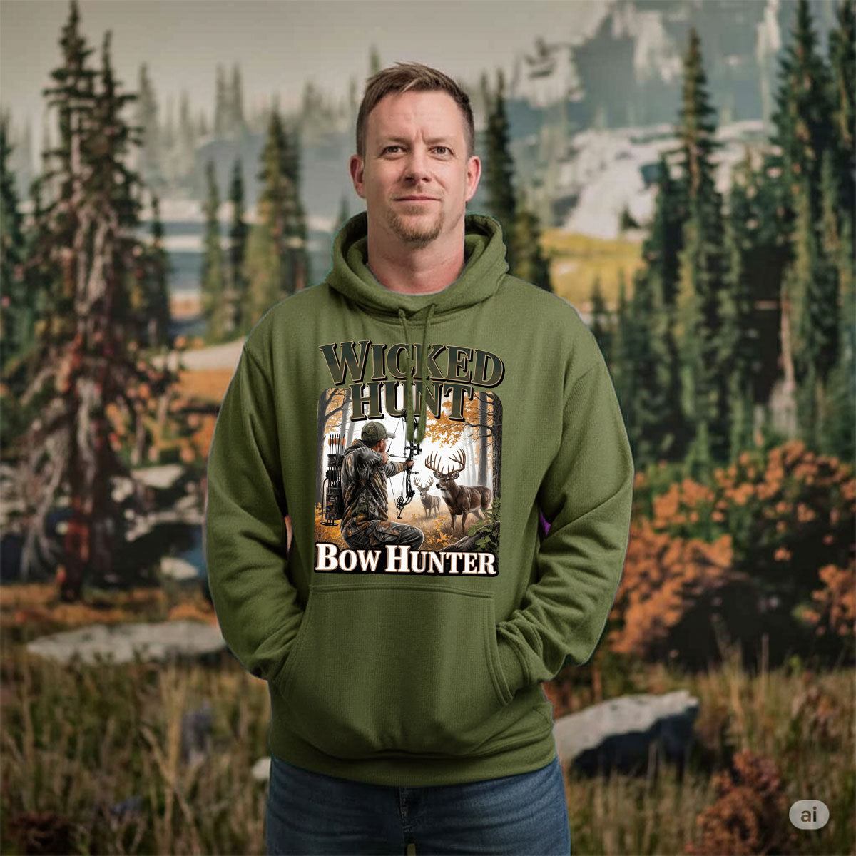 Bow Hunting Shirt For Men, Archery Deer Hunter Graphic Tee, Wicked Hunt Gift Idea, Gift For Bowhunters, Wapiti Craft Hoodie