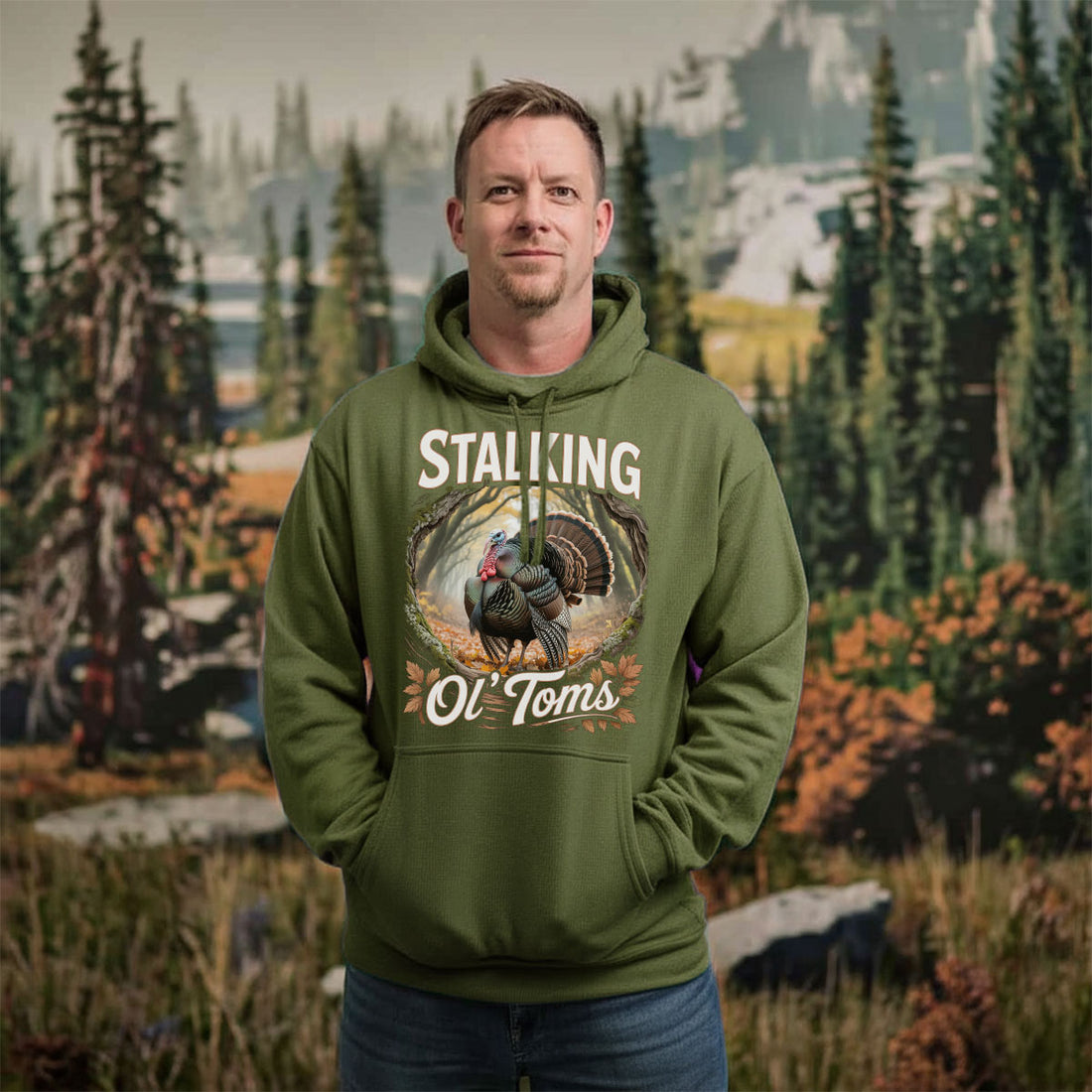 Stalking Ol Toms Forest Graphic Tee, Turkey Hunting Shirt For Men, Gobbler Season Outdoor Gift, Gift For Hunters, Wapiti Craft Hoodie