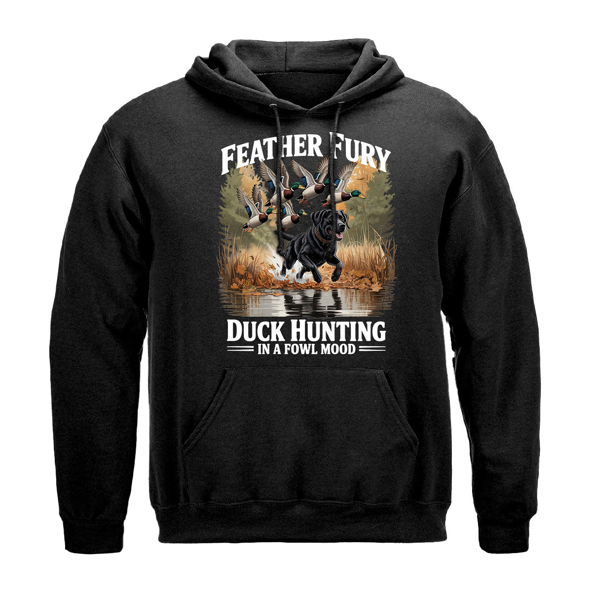 Feather Fury Waterfowl Graphic Tee, Duck Hunting Shirt With Dog And Mallards, In A Fowl Mood Quote, Gift For Hunters, Wapiti Craft Hoodie