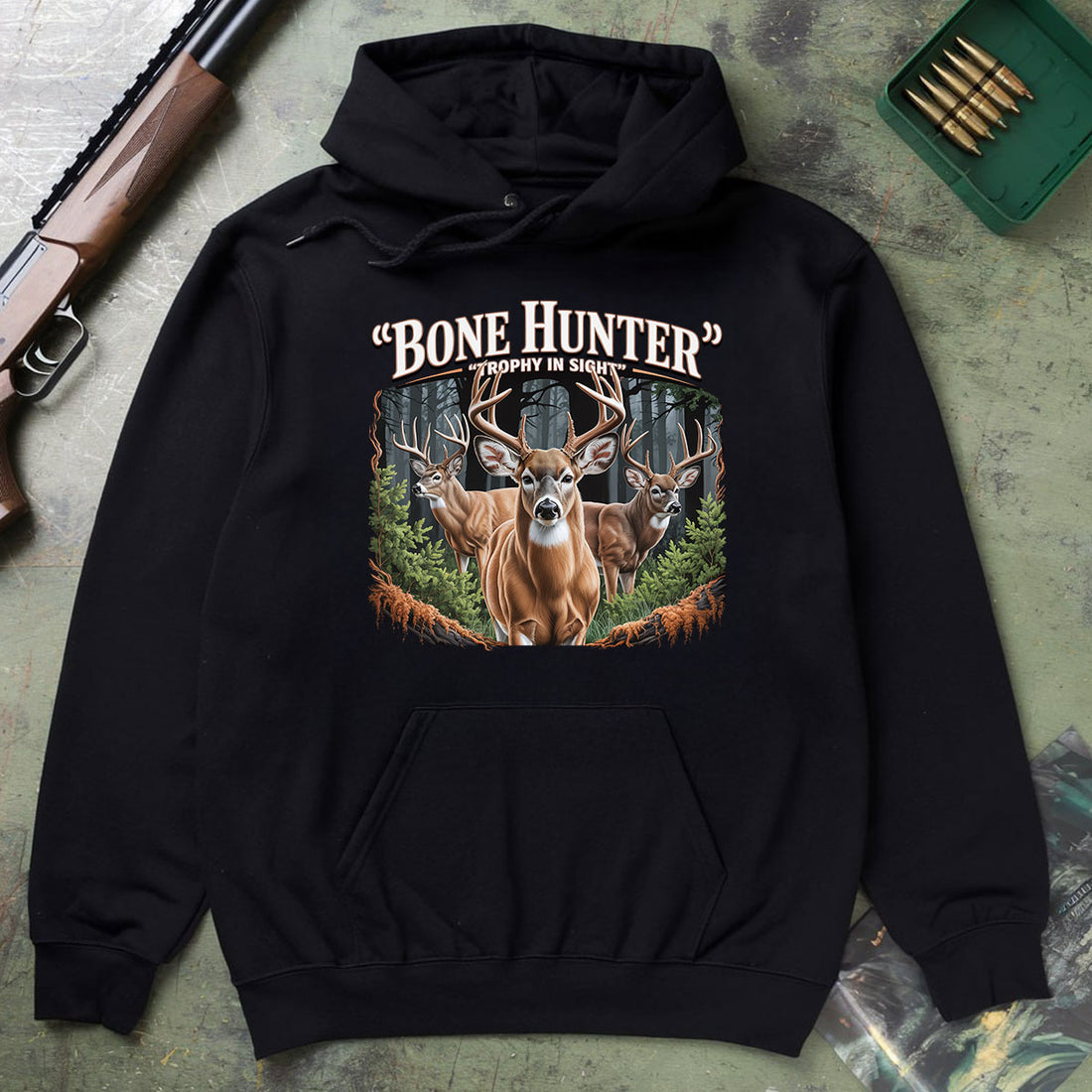 Trophy Deer Hunting Shirt For Men, Bone Hunter Buck Graphic Tee, Big Rack In Sight Whitetail Shirt, Gift For Hunters, Wapiti Craft Hoodie