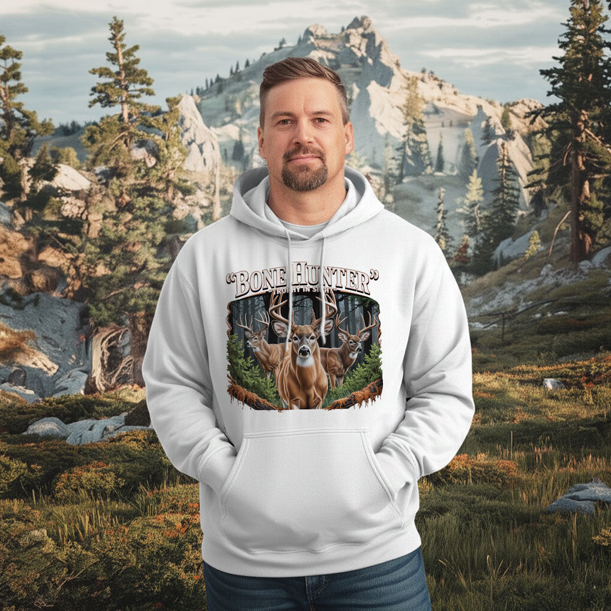 Trophy Deer Hunting Shirt For Men, Bone Hunter Buck Graphic Tee, Big Rack In Sight Whitetail Shirt, Gift For Hunters, Wapiti Craft Hoodie