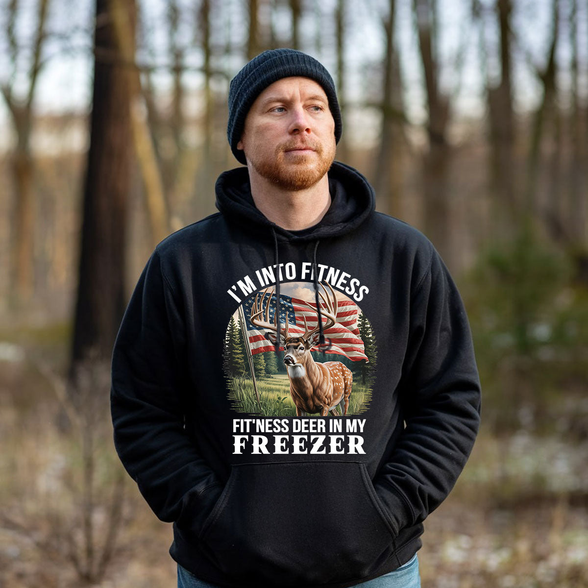 Fitness Deer In My Freezer Tee, Funny Deer Hunting Shirt For Men, Patriotic Hunter Quote, Gift For Hunters, Wapiti Craft Hoodie