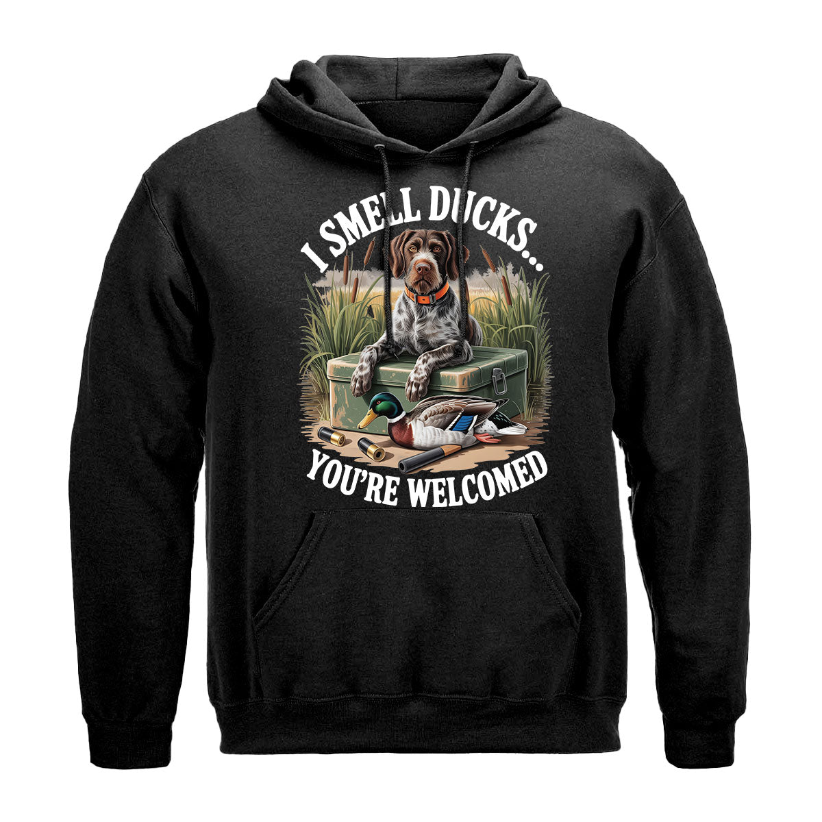 Dog Smell Ducks Graphic Tee, Funny Duck Hunting Shirt For Men, You’re Welcomed Waterfowl Gift, Gift For Duck Hunters, Wapiti Craft Hoodie