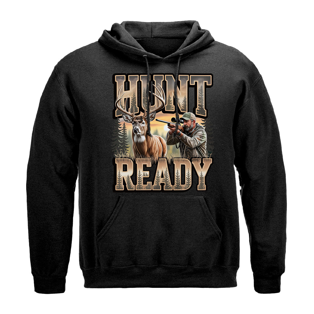 Hunt Ready Hunter With Rifle Tee, Deer Hunting Shirt For Men, Deer Season Ready Shirt, Gift For Hunters, Wapiti Craft Hoodie