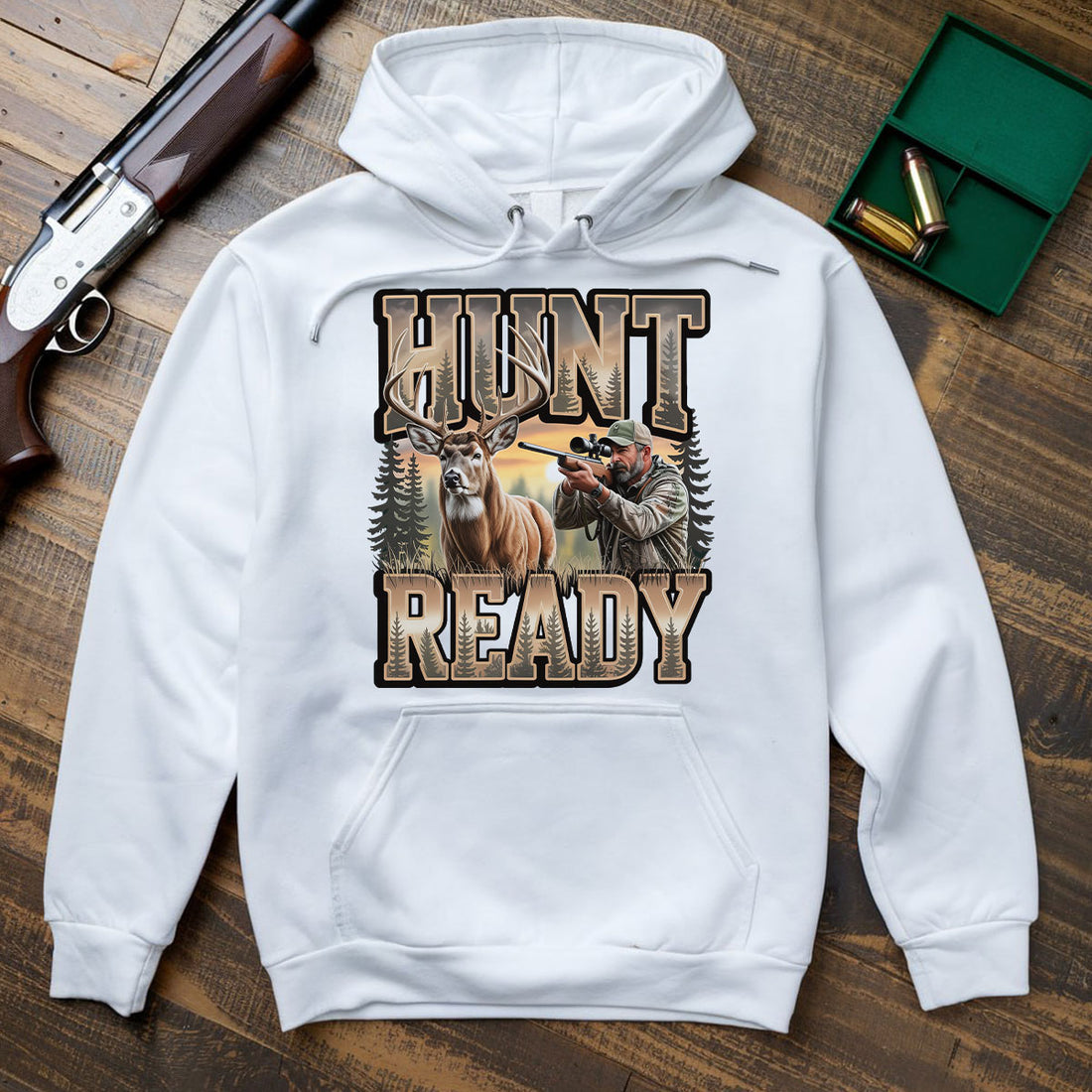 Hunt Ready Hunter With Rifle Tee, Deer Hunting Shirt For Men, Deer Season Ready Shirt, Gift For Hunters, Wapiti Craft Hoodie
