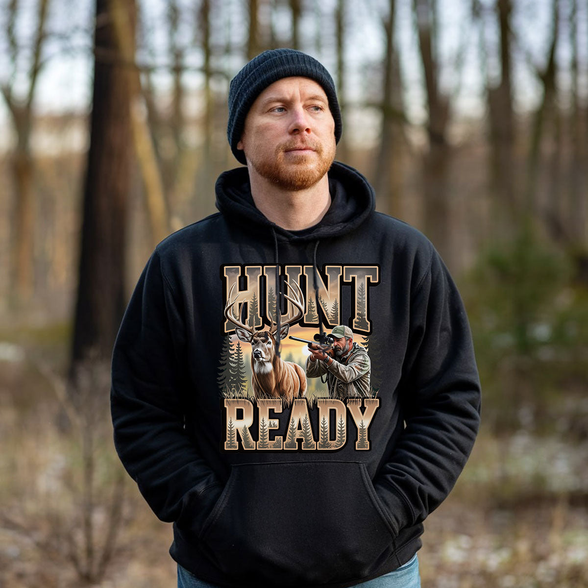 Hunt Ready Hunter With Rifle Tee, Deer Hunting Shirt For Men, Deer Season Ready Shirt, Gift For Hunters, Wapiti Craft Hoodie