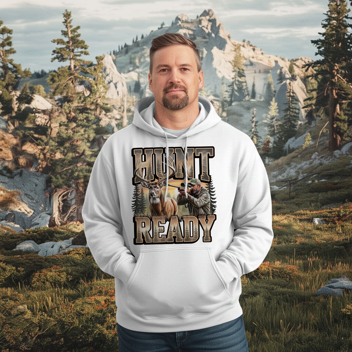 Hunt Ready Hunter With Rifle Tee, Deer Hunting Shirt For Men, Deer Season Ready Shirt, Gift For Hunters, Wapiti Craft Hoodie