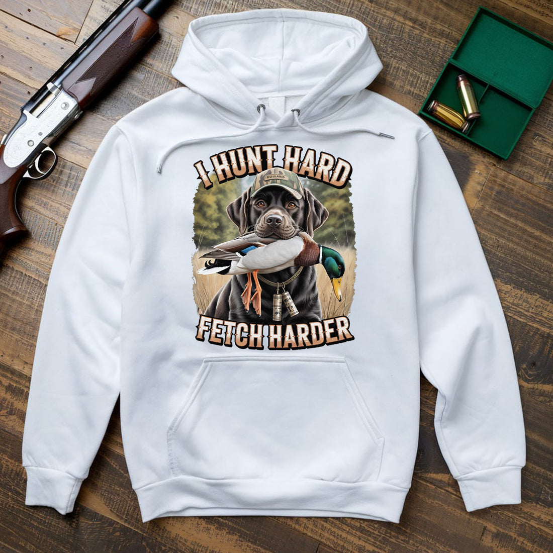 Funny Duck Hunting Shirt For Men, I Hunt Hard Fetch Harder Dog Tee, Duck Hunting Gift For Dog Lovers, Gift For Waterfowl Hunters, Wapiti Craft Hoodie