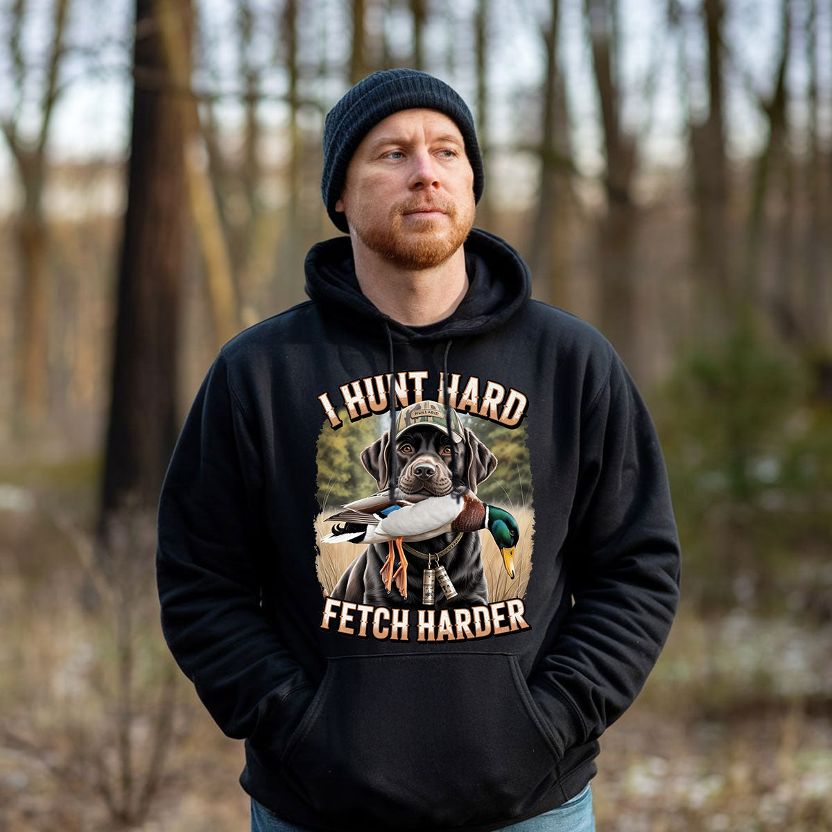 Funny Duck Hunting Shirt For Men, I Hunt Hard Fetch Harder Dog Tee, Duck Hunting Gift For Dog Lovers, Gift For Waterfowl Hunters, Wapiti Craft Hoodie