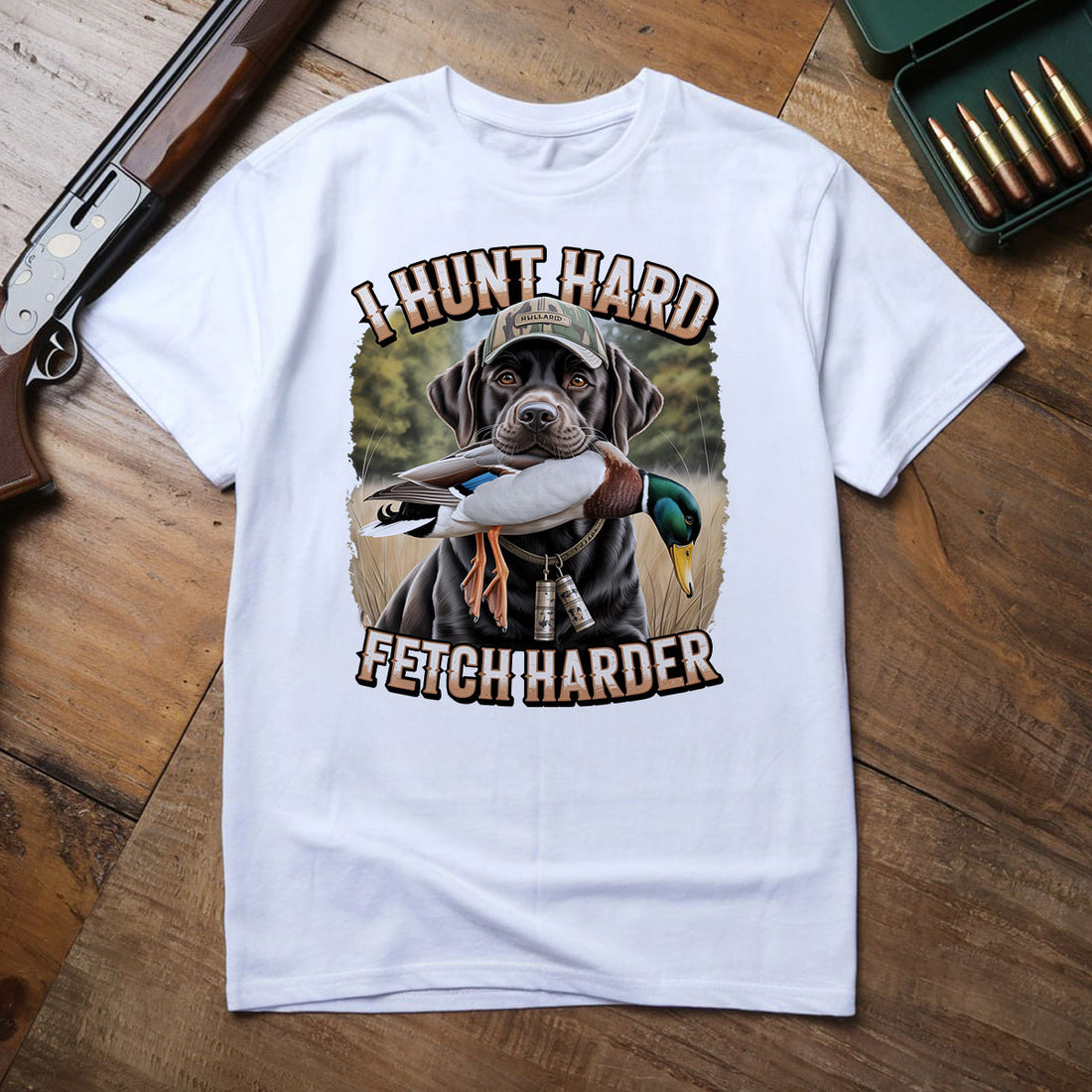 Funny Duck Hunting Shirt For Men, I Hunt Hard Fetch Harder Dog Tee, Duck Hunting Gift For Dog Lovers, Gift For Waterfowl Hunters, Wapiti Craft T-shirt