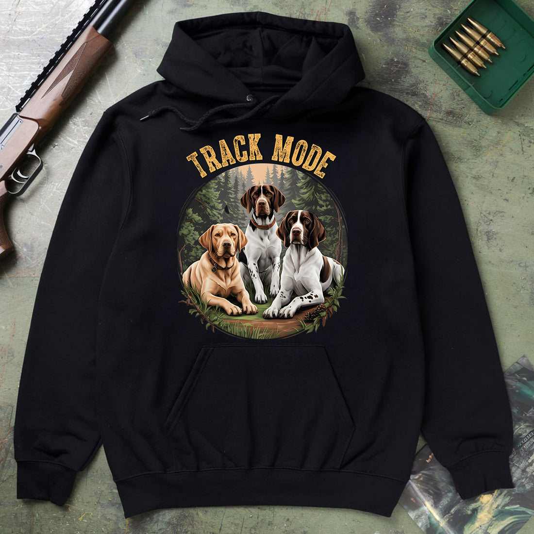 Track Mode Hunting Dogs Tee, Funny Hunting Dog Shirt For Men, Gift For Dog Lovers And Hunters, Gift For Bird Dog Owners, Wapiti Craft Hoodie