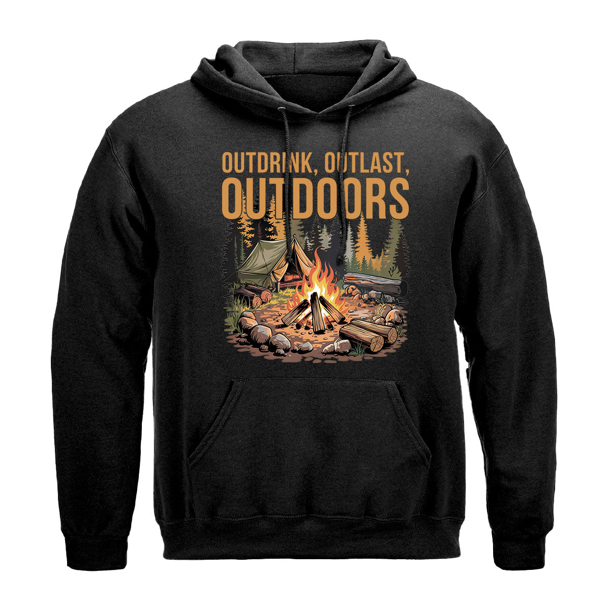 Outdrink Outlast Outdoors Tee, Outdoor Camping Shirt For Men, Fire Camp Exploration Shirt, Gift For Adventurers, Wapiti Craft Hoodie