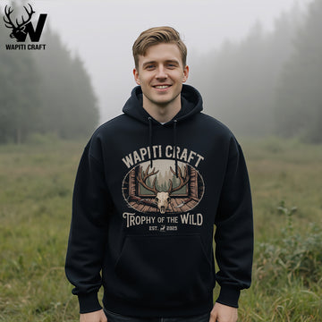 Trophy of the Wild Hoodie Rustic Hunting Cabin Skull Decor Design - Wapiti Craft