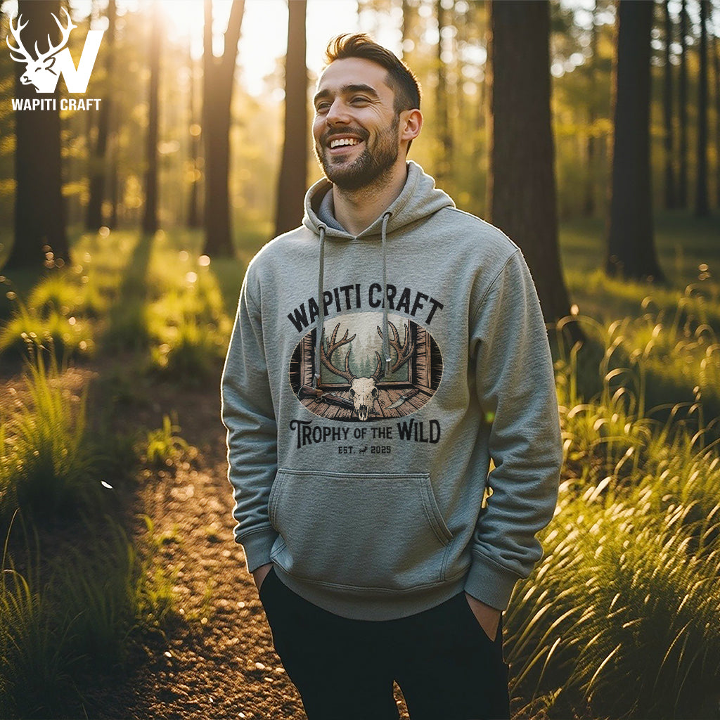 Trophy of the Wild Hoodie Rustic Hunting Cabin Skull Decor Design - Wapiti Craft