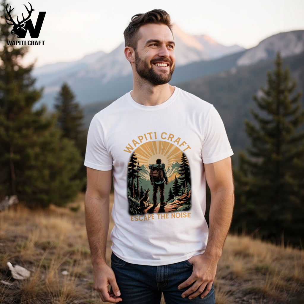 Escape the Noise – Hiking and Dog Companion Mountain T-Shirt