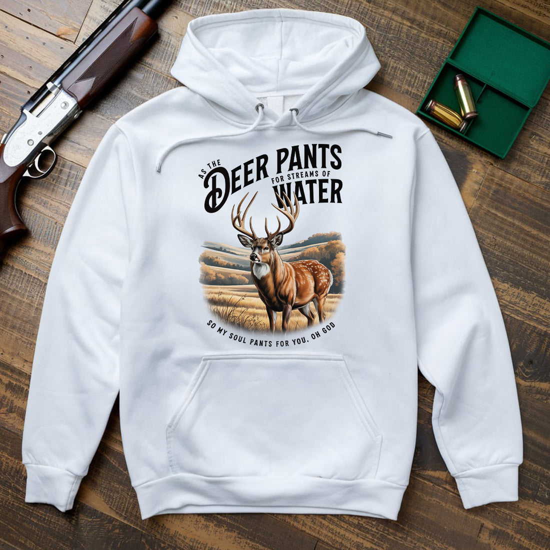 Christian Deer Hunting Shirt For Men, Psalm 42 Deer Pants Bible Verse Tee, Faith Based Outdoors Shirt, Gift For Believers, Wapiti Craft Hoodie