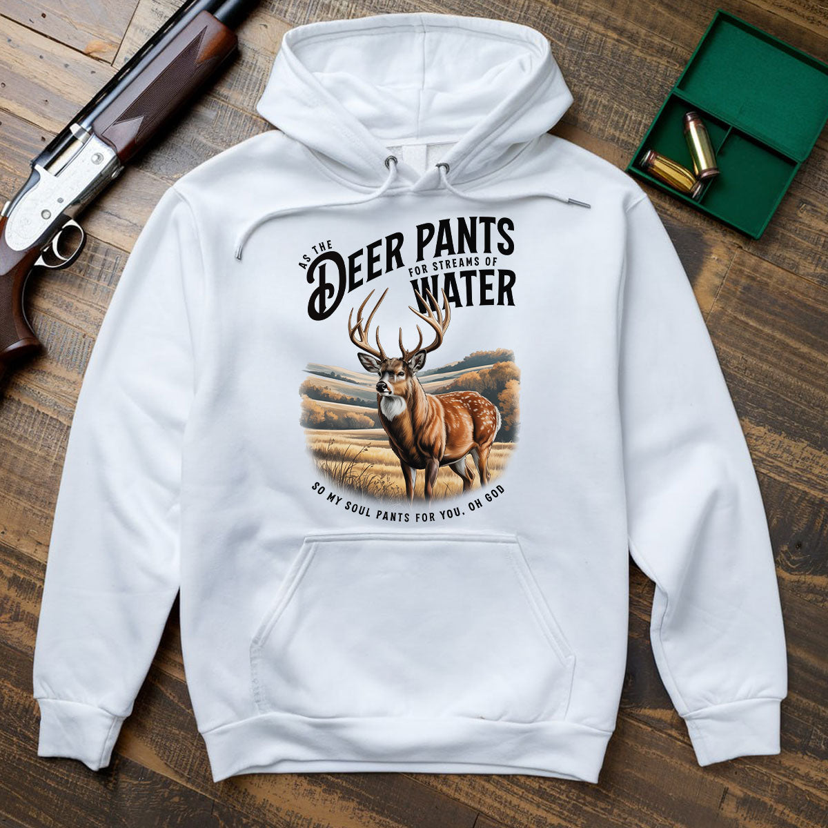 Christian Deer Hunting Shirt For Men, Psalm 42 Deer Pants Bible Verse Tee, Faith Based Outdoors Shirt, Gift For Believers, Wapiti Craft Hoodie