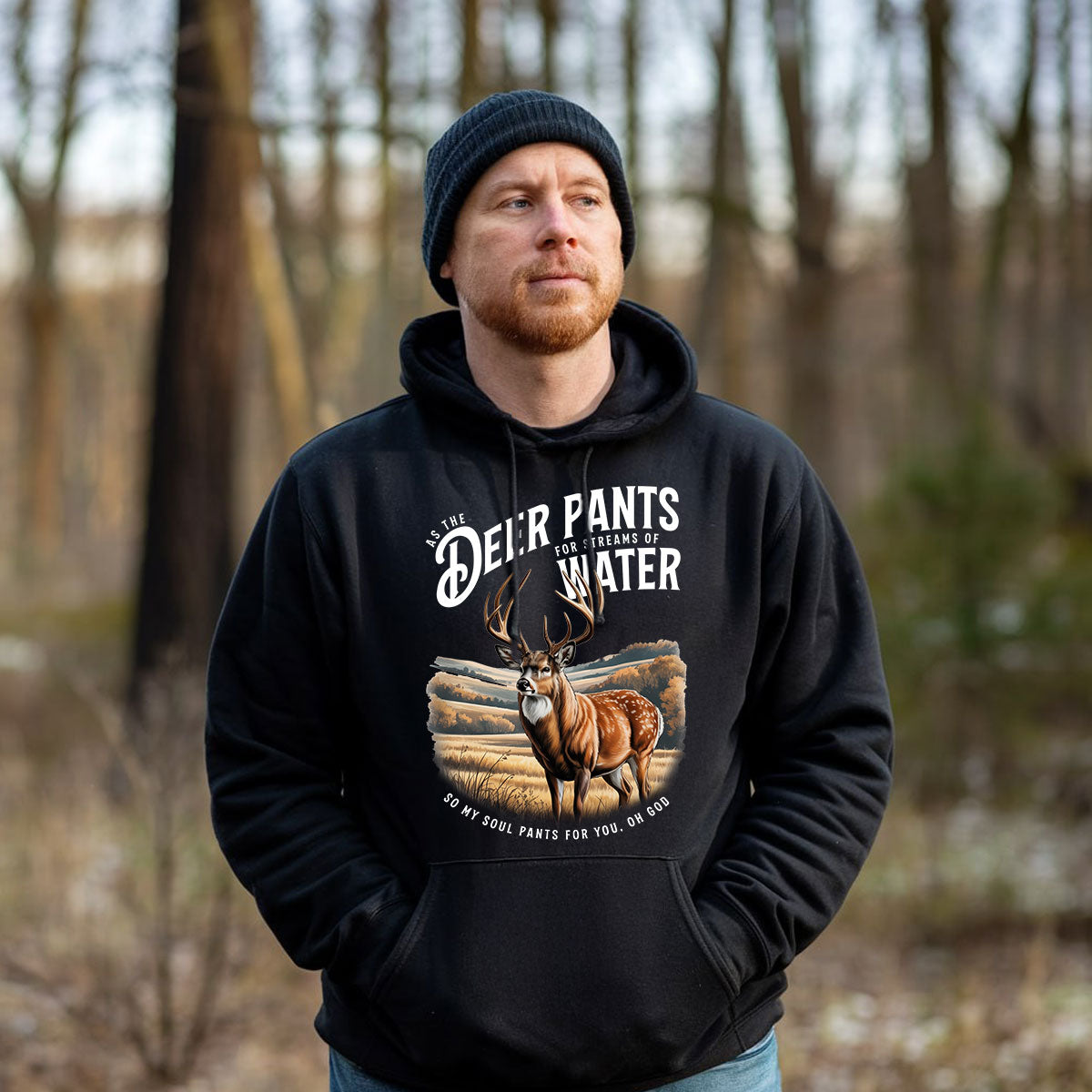 Christian Deer Hunting Shirt For Men, Psalm 42 Deer Pants Bible Verse Tee, Faith Based Outdoors Shirt, Gift For Believers, Wapiti Craft Hoodie