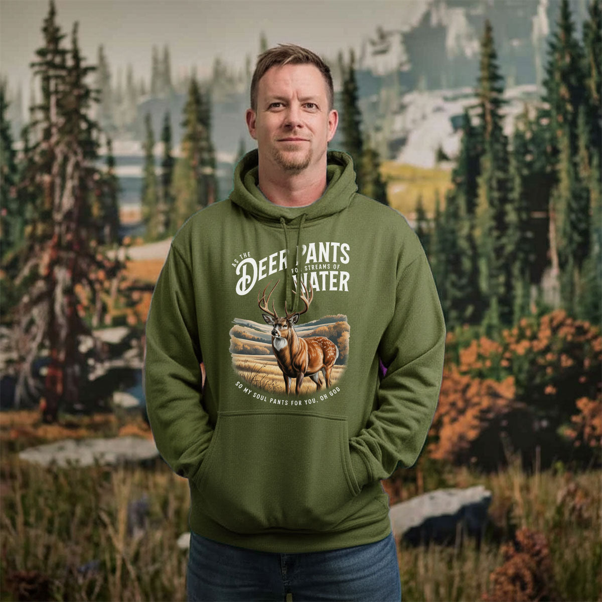 Christian Deer Hunting Shirt For Men, Psalm 42 Deer Pants Bible Verse Tee, Faith Based Outdoors Shirt, Gift For Believers, Wapiti Craft Hoodie