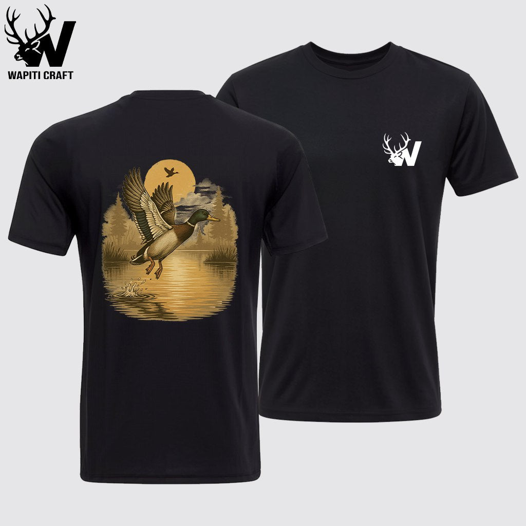 Golden Flight – Sunset Mallard Waterfowl T-Shirt