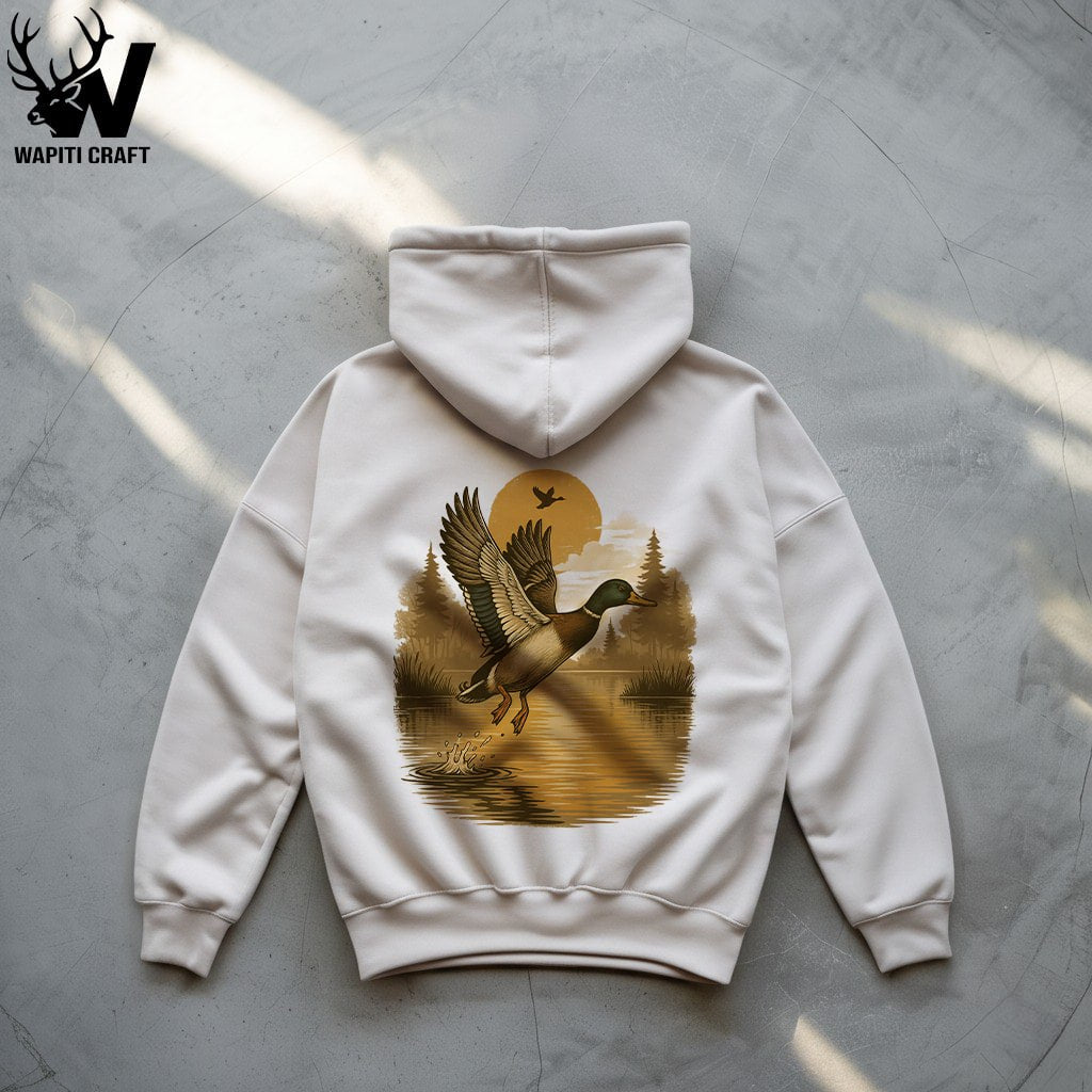 Golden Flight – Sunset Mallard Waterfowl Hoodie